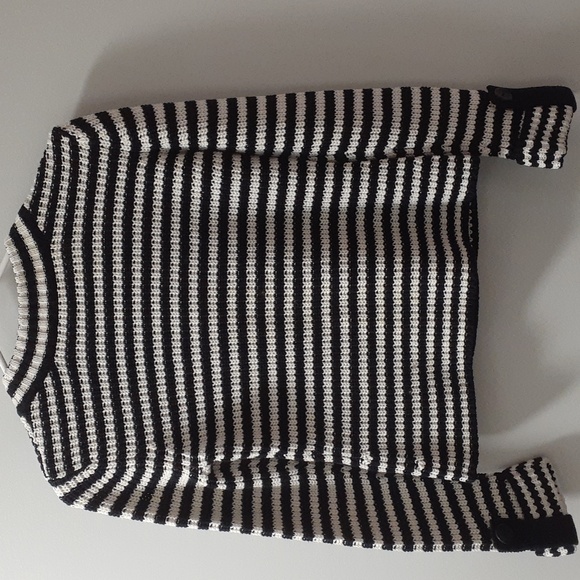 TALBOTS Vintage Knit 100% Mercerized Cotton, small petite, black and white - Picture 2 of 4